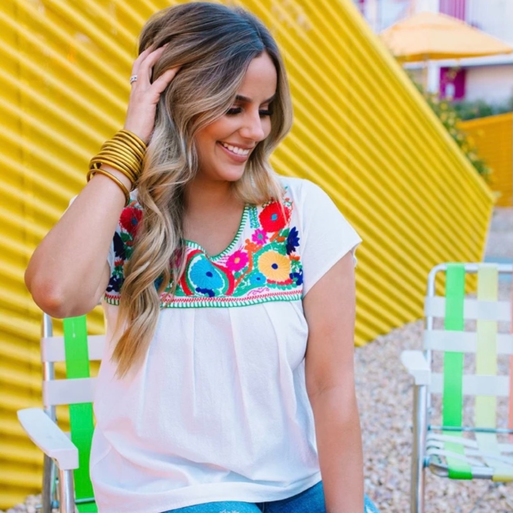 Buddy Love Chrissy Short Sleeve Embroidered Top